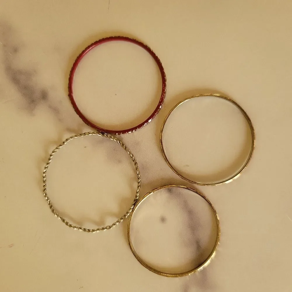 Baby metal bracelets Indian ethnic decorative fashion silver red metallic bangle